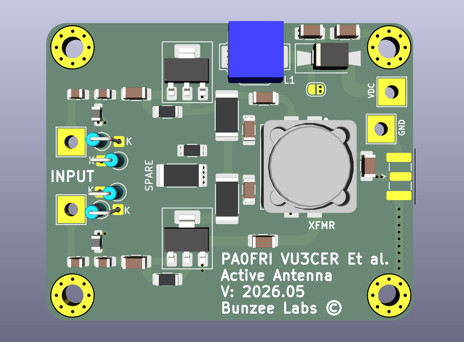 PA0FRI Active Antenna 2026 - PZT2222A - Better PCB