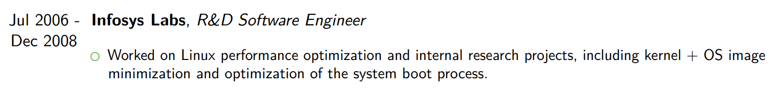 Resume Excerpt 1